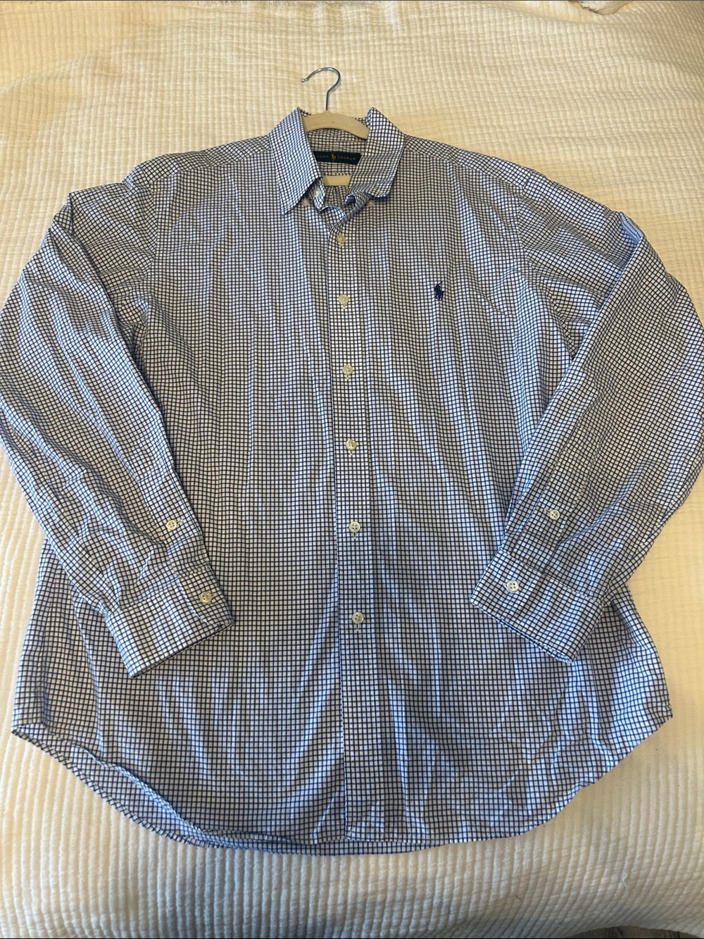 Polo by Ralph Lauren Blue and White Checked Dress Shirt